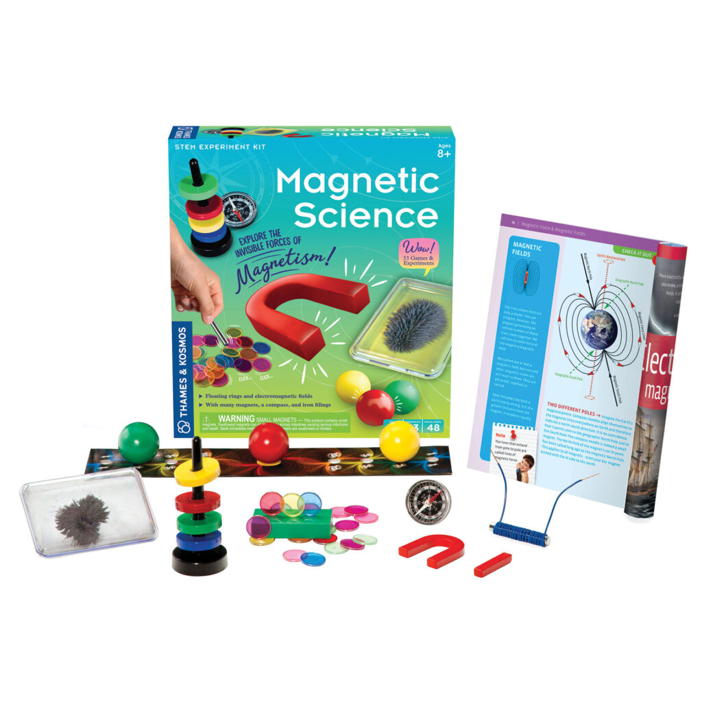 Various magnetic experiment items and box