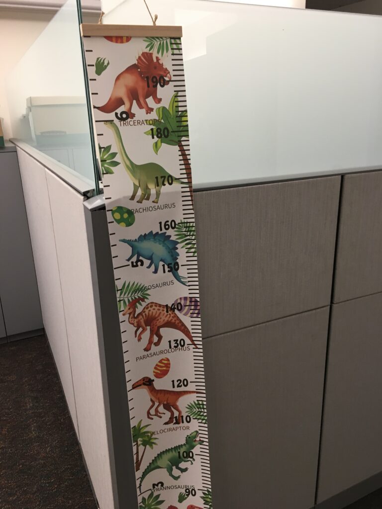 Height chart on cubicle