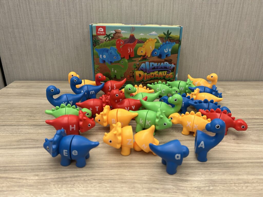 Alphabet dinosaur figures and box