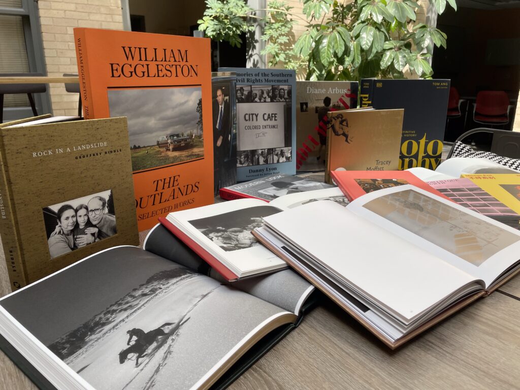 photography books displayed on table