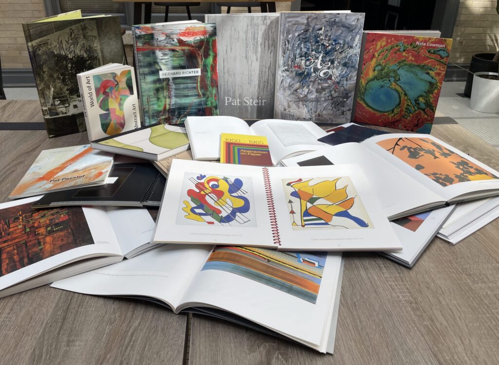 art books displayed on table