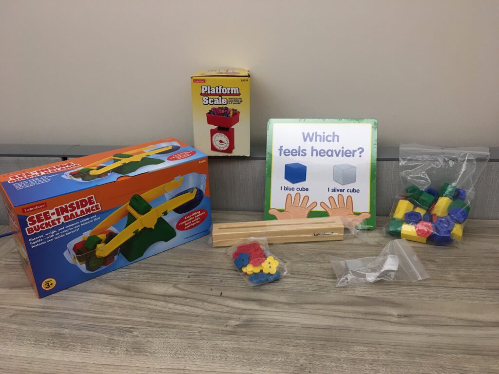 Various measurement toys on desk