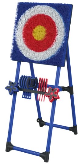 Axe throwing game with target and foam projectiles